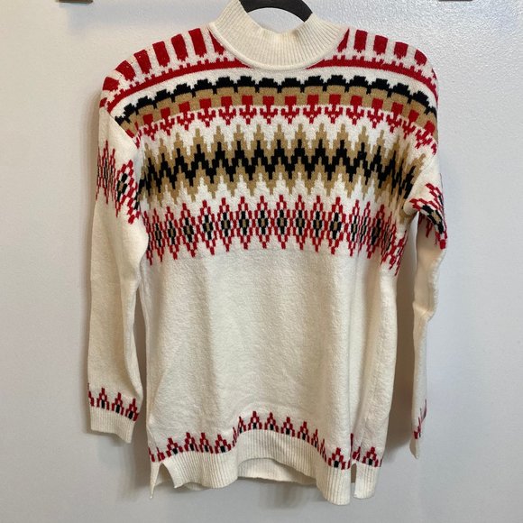 NWT Fair Isle Mock Neck Tunic Sweater Loft small - Picture 2 of 4